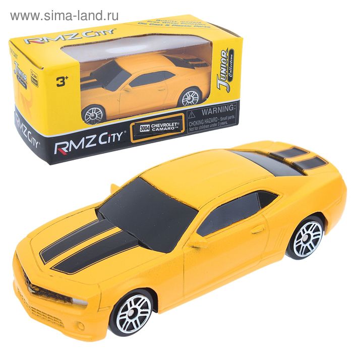 Машина металлическая Chevrolet Camaro, масштаб 1:64, без механизмов, желтый матовый цвет - Фото 1