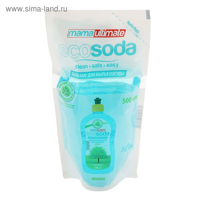 Средство для мытья посуды и детских принадлежностей MamaUltimate EcoSoda, быстросмываемый, 500 мл - Фото 1