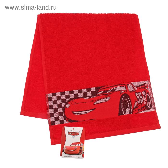 Полотенце махровое "Молния Маккуин", Тачки, 30х70 см, 100% хлопок 370гр/м2 - Фото 1