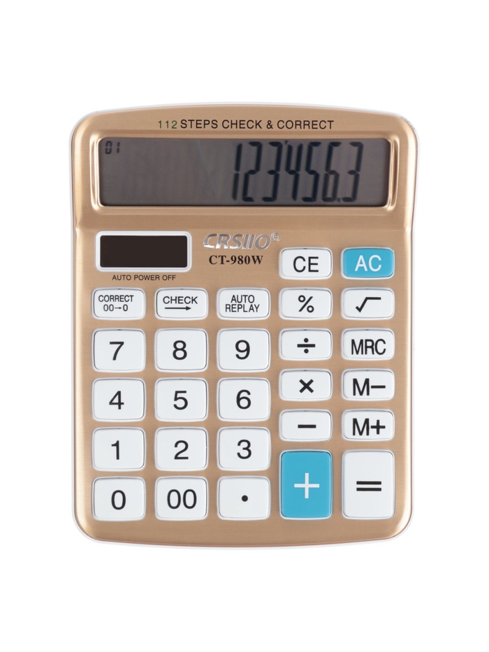 Калькулятор настольный 12-разрядный CT-980W, корпус золотистый
