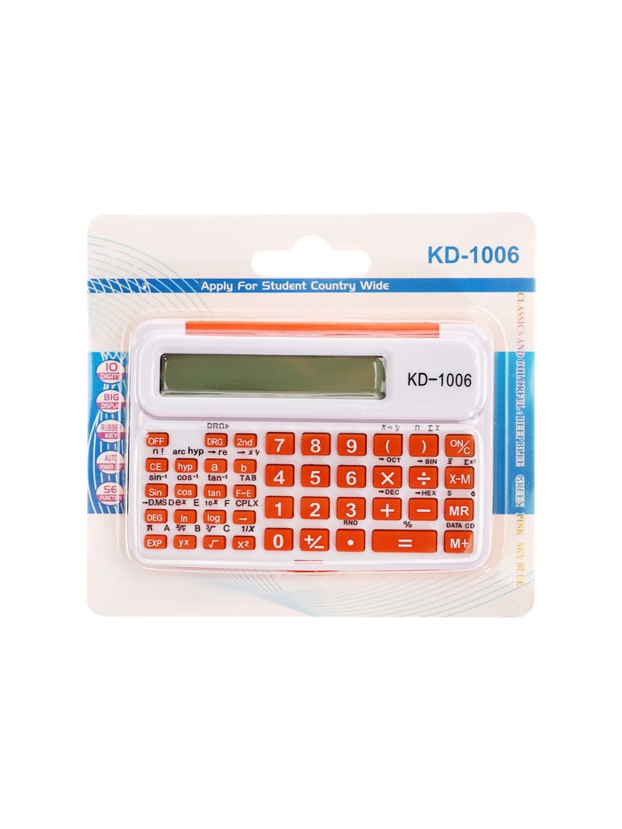 Калькулятор инженерный 10-разрядный 1006, корпус оранжевый - Фото 1