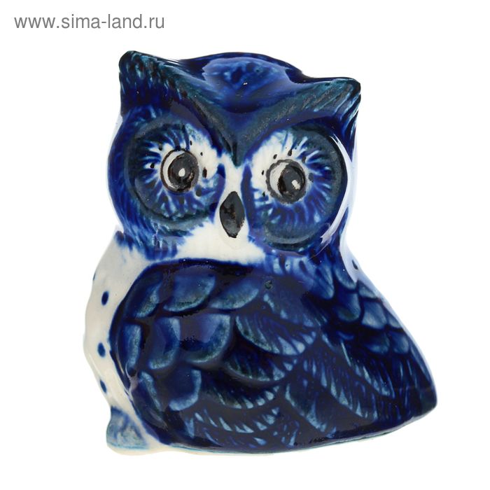 Сувенир керамика "Сова в синем" 4х3,5х3 см - Фото 1