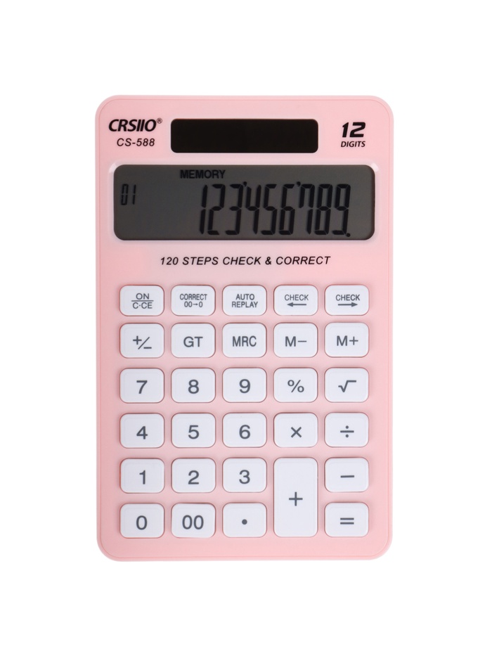 Калькулятор настольный 12-разрядный CS-588, корпус розовый - Фото 1