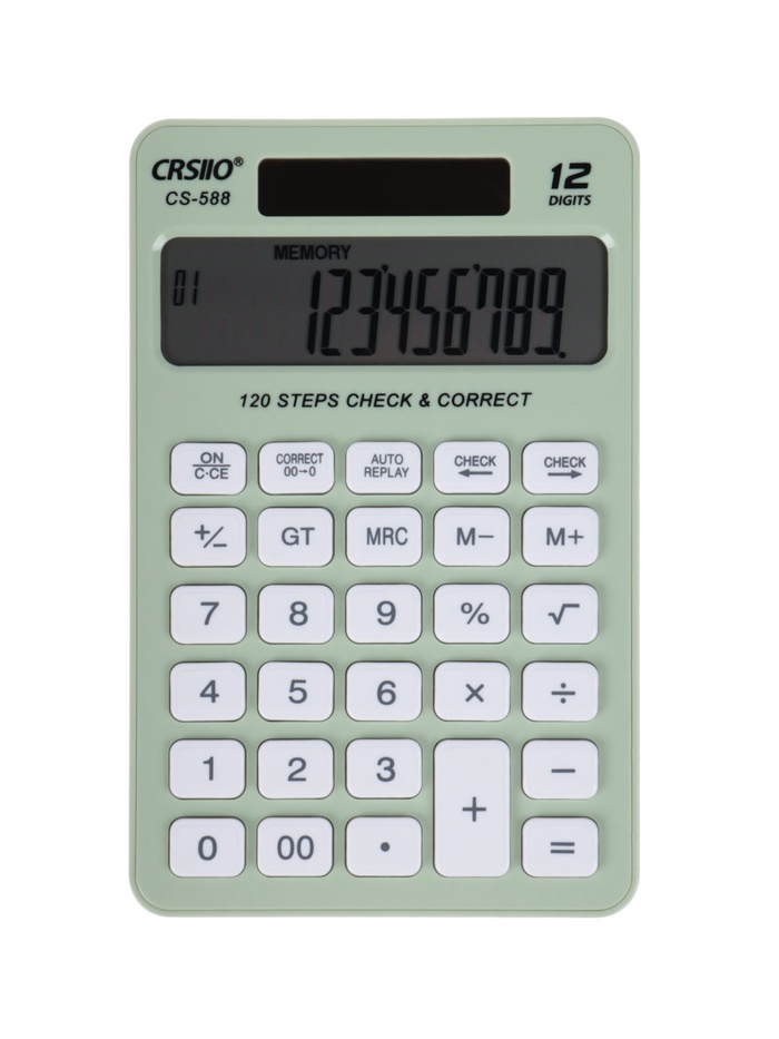 Калькулятор настольный 12-разрядный CS-588, корпус зеленый - Фото 1