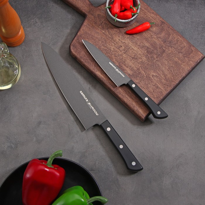 Набор ножей Samura SHADOW, 2 шт: лезвие: 12 см, 20,8 см - Фото 1
