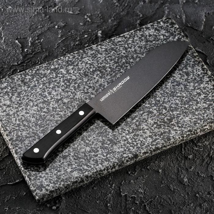 Нож кухонный Samura SHADOW сантоку, лезвие 17,5 см, с покрытием BLACK-COATING - Фото 1