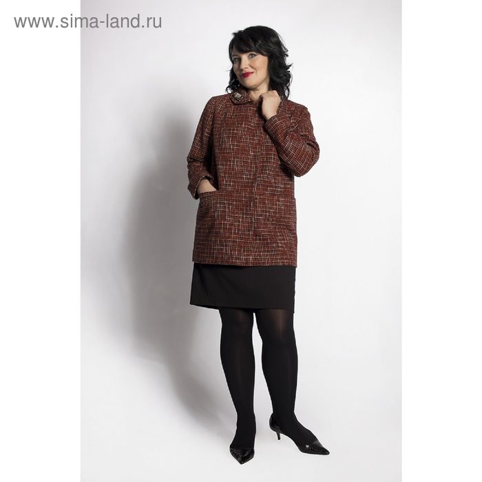 П/пальто женское размер 44, цвет черно-терракотовый 1527 - Фото 1
