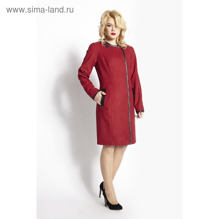 Пальто женское размер 44, цвет темно-красный 1522 - Фото 1