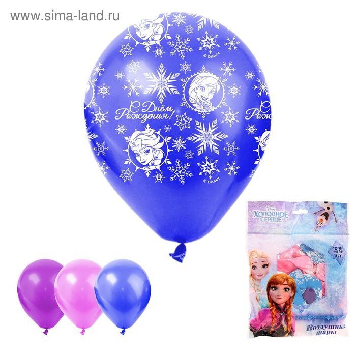 Шар воздушный "С Днем Рождения" Холодное сердце (набор 25 шт) 12 дюйм, рапорт