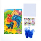 Аппликация перьями и стразами для детей «Петушок», набор для творчества - Фото 4