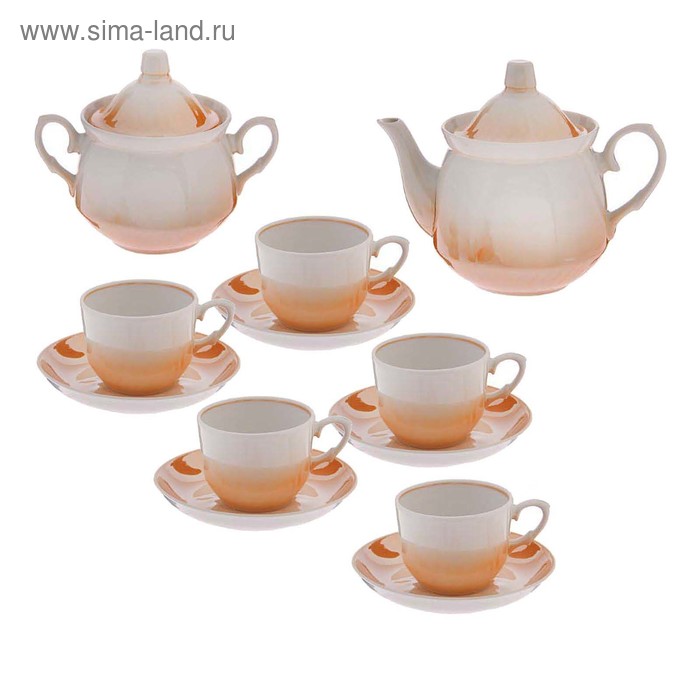 Набор чайный на 6 персон "Белая лилия", 7 предметов: чайник 800 мл, 6 пиал 300 мл УЦЕНКА - Фото 1