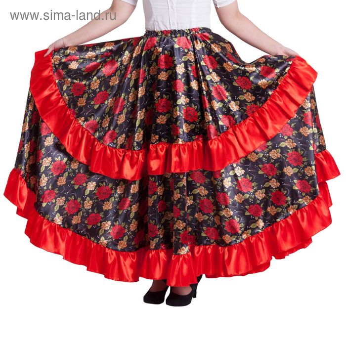 Карнавальная юбка "Цыганская", цвет красный, обхват талии 76-84 см, длина 95 см - Фото 1