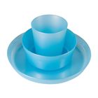 Набор детской посуды Little Angel, 3 предмета: тарелка 450 мл, миска 430 мл, стакан 270 мл, от 6 мес., цвет голубой перламутр - Фото 1