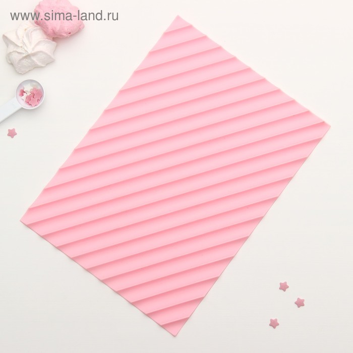 Силиконовый коврик рельефный Доляна «Полосы», 18×24,5×0,5 см, цвет розовый - Фото 1