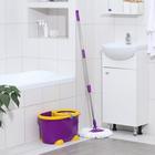 Набор для уборки: ведро на ножках с педальным отжимом и металлической центрифугой 8,5 л, швабра, запасная насадка из микрофибры, цвет МИКС - Фото 1