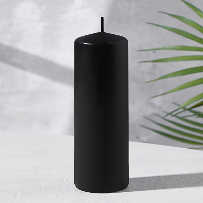 Свеча - цилиндр, 5х15 см, черная лакированная, 14 ч - Фото 1