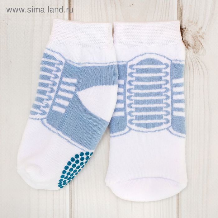 Носки детские махровые со стопперами, голубой, размер 16-18 - Фото 1