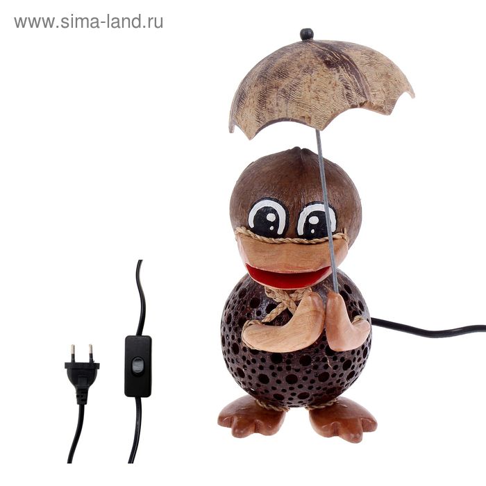 Светильник кокос "Уточка с зонтиком" 220V Е12 27х20х16 см - Фото 1