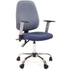 Кресло для оператора EChair-214 AL синее/голубое (ткань/металл) - Фото 1