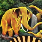 Веер бамбук с блестками "Слоны на реке" 60 см - Фото 2