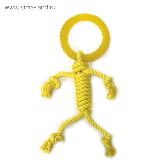 Игрушка для собак "Канат с кольцом из термопла.резины(диам.9 см)", 30 см - Фото 1