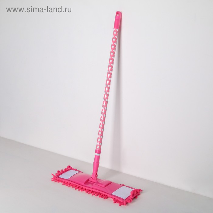 Швабра для мытья пола плоская Доляна «Горошек», насадка микрофибра букли 42×12 см, телескопическая ручка 72-121 см, цвет МИКС - Фото 1