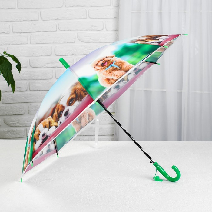 Зонт детский полуавтоматический «Милые зверюшки», r=41см, со свистком, цвет МИКС - фото 1905386070