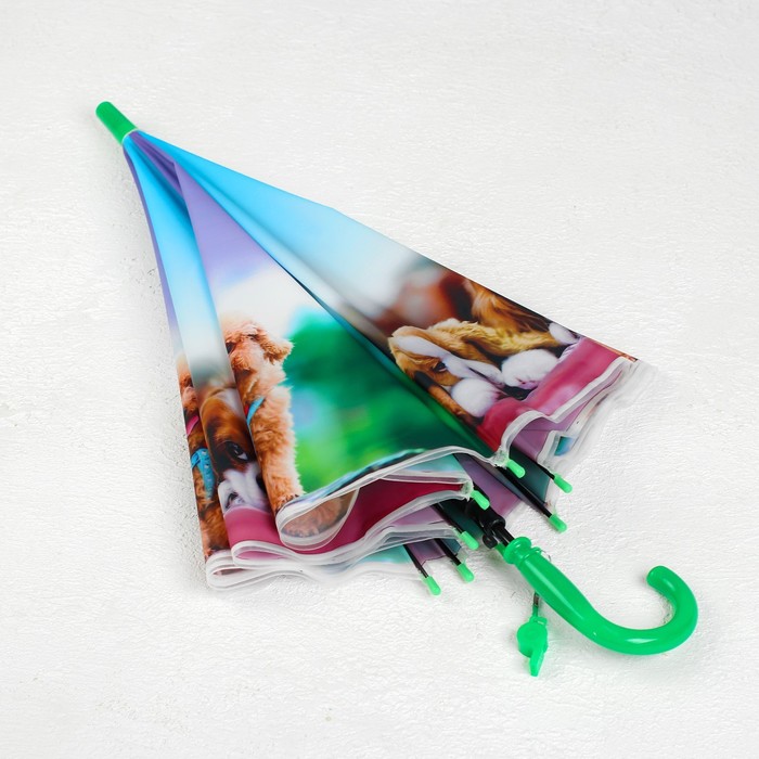 Зонт детский полуавтоматический «Милые зверюшки», r=41см, со свистком, цвет МИКС - фото 1883278332