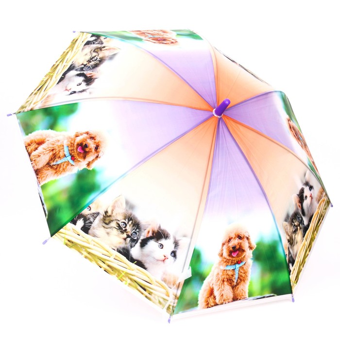 Зонт детский полуавтоматический «Милые зверюшки», r=41см, со свистком, цвет МИКС - фото 1883278338