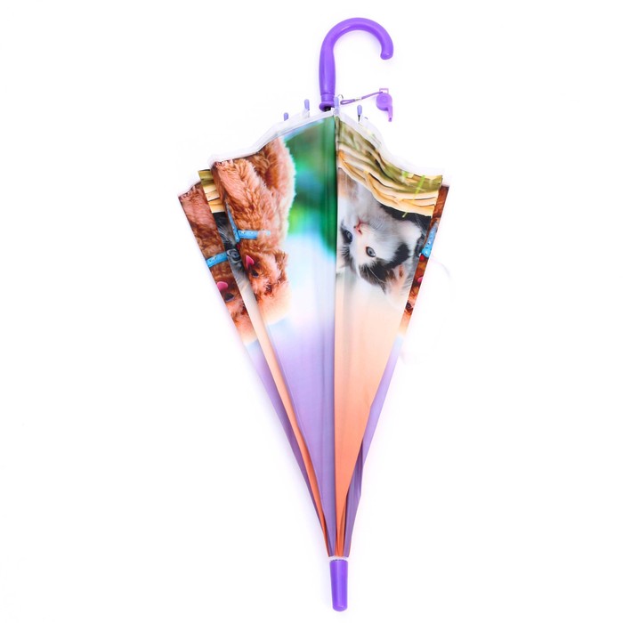 Зонт детский полуавтоматический «Милые зверюшки», r=41см, со свистком, цвет МИКС - фото 1883278339
