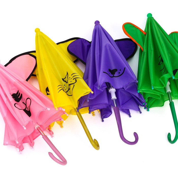 Зонт детский механический «Животные», r=25см, с ушками, цвет МИКС - фото 1905386093