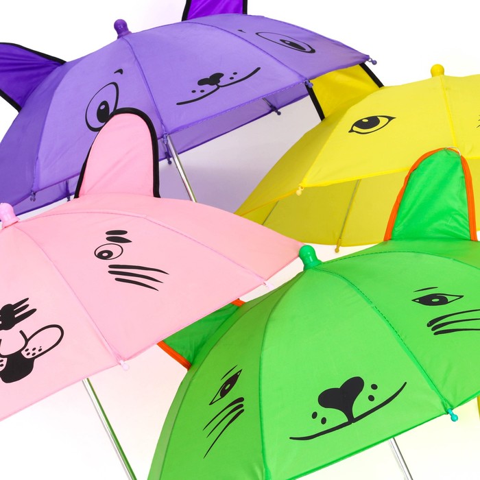 Зонт детский механический «Животные», r=25см, с ушками, цвет МИКС - фото 1905386094