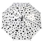Зонт детский «Горохи», полуавтоматический, r=45см, цвет прозрачный/чёрный - фото 8302920