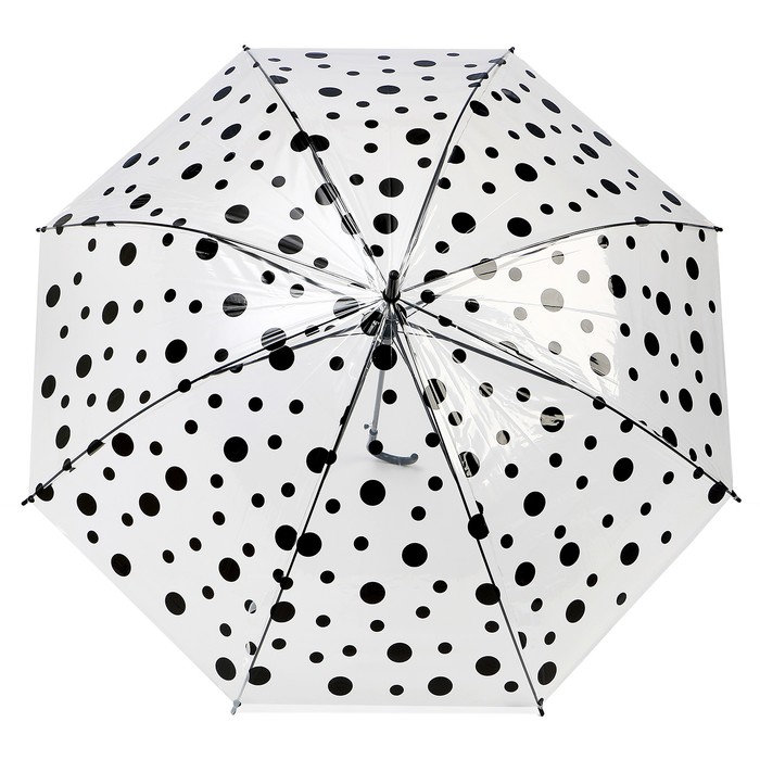 Зонт детский «Горохи», полуавтоматический, r=45см, цвет прозрачный/чёрный - фото 1925814693