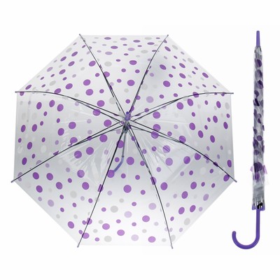 Зонт детский "Горохи", полуавтоматический, r=45см, цвет прозрачный/сиреневый
