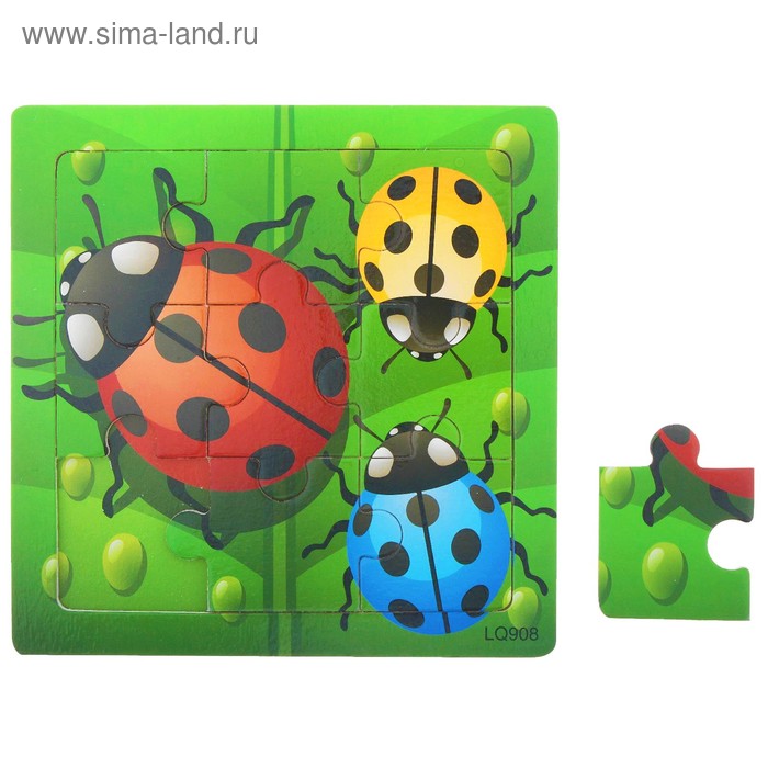 Пазл малый "Божья коровка", 9 элементов - Фото 1