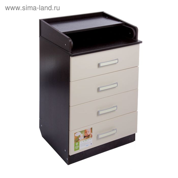 Комод детский пеленальный Фея 1560, 4 выдвижных ящика, цвет венге/бежевый - Фото 1