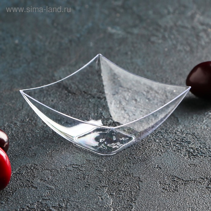 Форма пластиковая одноразовая для фуршета Square, 90 мл, прозрачная - Фото 1