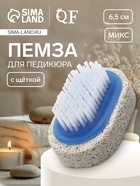 Пемза для педикюра, с щёткой, 6.5 см, в коробке, МИКС - Фото 1