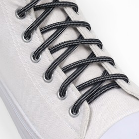 Шнурки для обуви, круглые, d = 4,5 мм, 110 см, фасовка 25 шт, цвет чёрно-серый