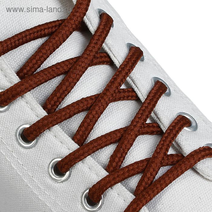 Шнурки для обуви, круглые, d = 4,5 мм, 120 см, цвет коричневый - Фото 1
