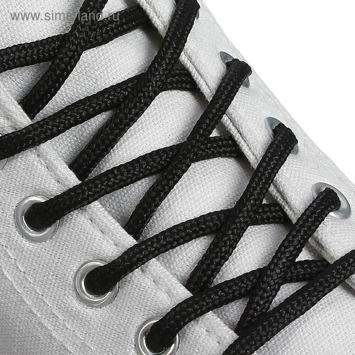 Шнурки для обуви, круглые, d = 4,5 мм, 130 см, фасовка 25 шт, цвет чёрный - Фото 1