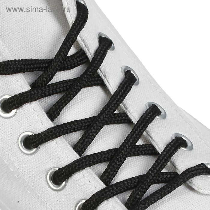 Шнурки для обуви, круглые, d = 4,5 мм, 150 см, фасовка 25 шт, цвет чёрный - Фото 1