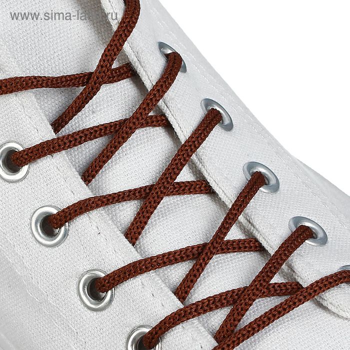 Шнурки для обуви, пара, круглые, d = 3 мм, 70 см, цвет коричневый - Фото 1