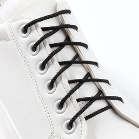 Шнурки для обуви, круглые, d = 3 мм, 90 см, фасовка 25 шт, цвет чёрный