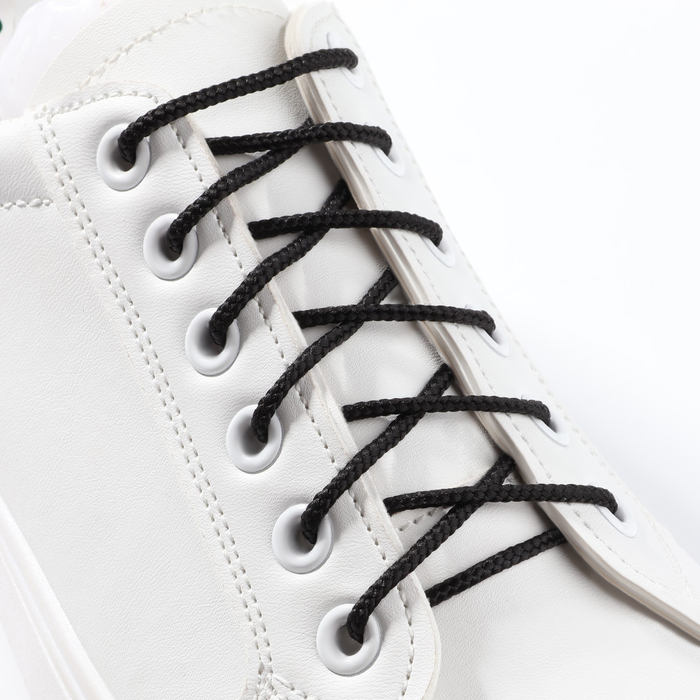 Шнурки для обуви, круглые, d = 3 мм, 90 см, фасовка 25 шт, цвет чёрный - Фото 1