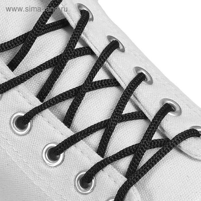 Шнурки для обуви, круглые, d = 3 мм, 100 см, цвет чёрный - Фото 1