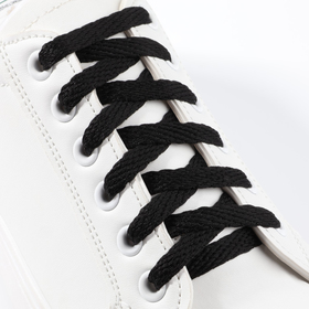 Шнурки для обуви плоские, 8 мм, 70 см, фасовка 25 шт, цвет чёрный