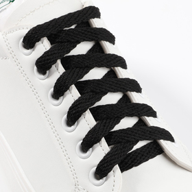 Шнурки для обуви плоские, 8 мм, 90 см, цвет чёрный Ош