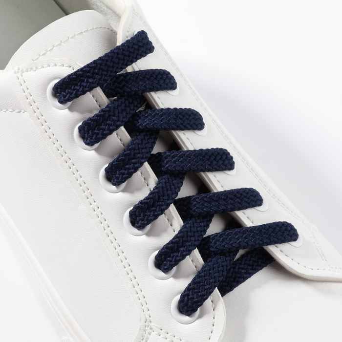 Шнурки для обуви, плоские, 8 мм, 120 см, фасовка 25 штук, цвет синий - фото 1906835496